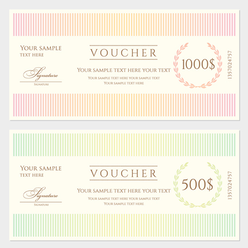 Ornate gift voucher vintage template vector 03