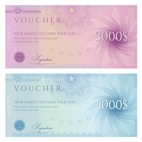 Ornate gift voucher vintage template vector 04