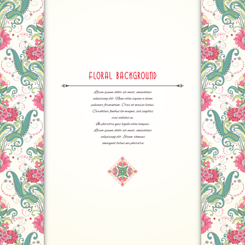 Pink floral with beautiful background vector 04