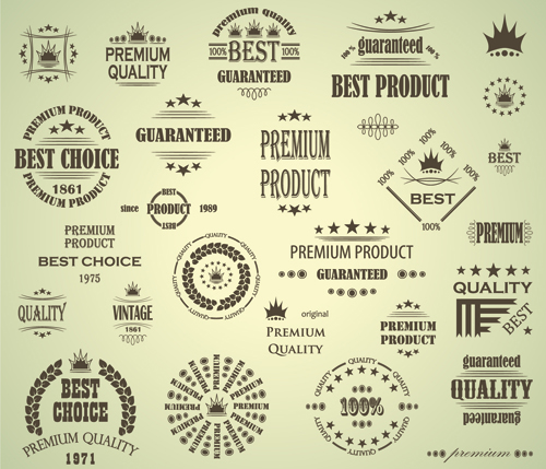 Premium quality labels with logos vintage vector