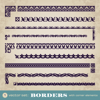 Retro border decoration element vector 02