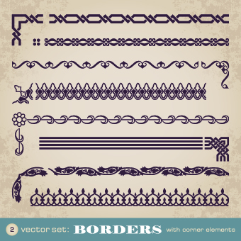 Retro border decoration element vector 03