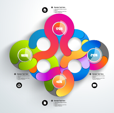 Round colored infographics and diagram vector template 02