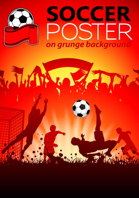 soccer poster grunge background vector background 