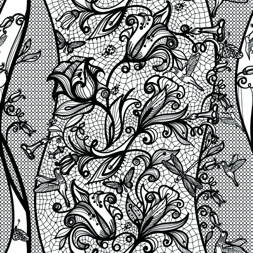 Vector black lace creative background graphics 06