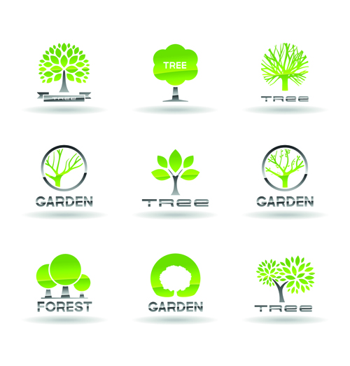 r trees logos creative design set 01 Vector trees logos creative design set 01
