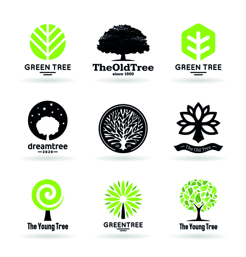 r trees logos creative design set 03 Vector trees logos creative design set 03