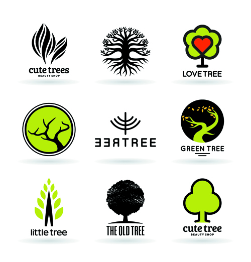 r trees logos creative design set 04 Vector trees logos creative design set 04