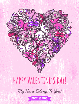 Vintage Valentine heart shaped vector background 01