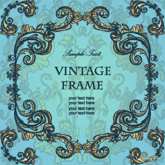 Gold floral ornament frame vector 05