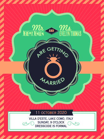 Vintage wedding invitation card creative vector 03