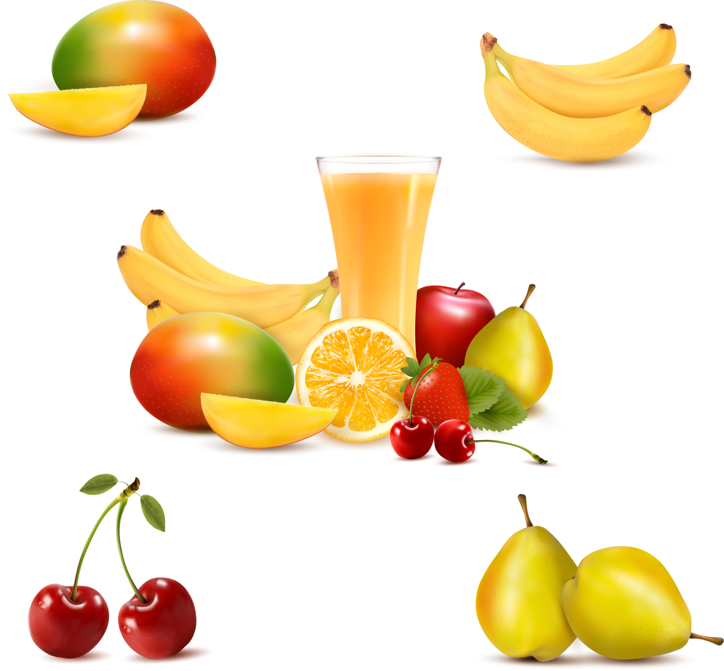 Vivid Fruits design vector 01