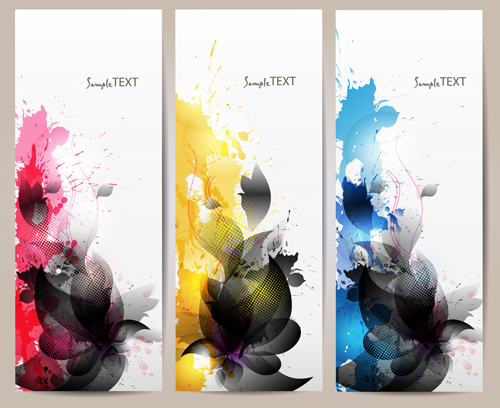 Watercolor flower vertical banner design 02