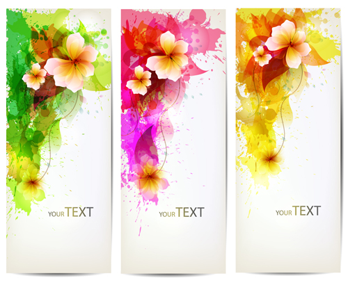 Watercolor flower vertical banner design 04