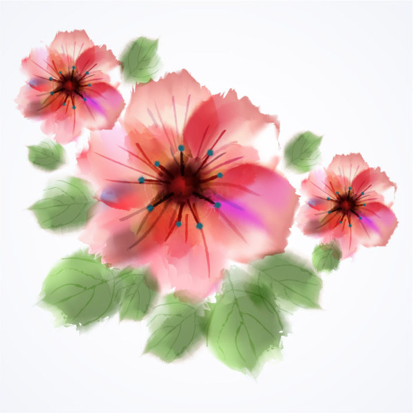 watercolor pink flower 