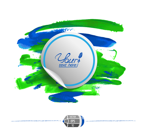 Watercolor with stickers vectors 01