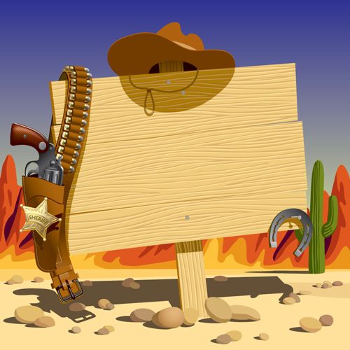 Set of Wild West elements vector 01