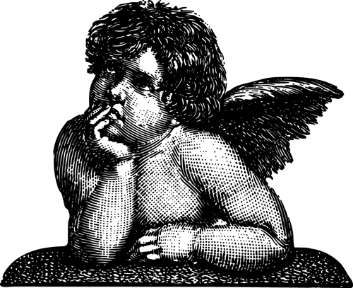 Vintage angels Statue vector 02