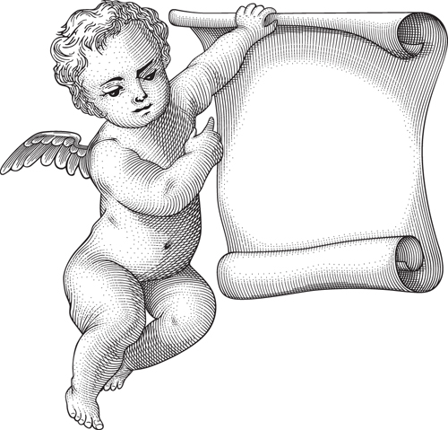 Vintage angels Statue vector 03