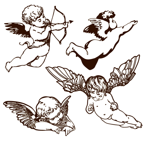 Vintage angels Statue vector 05