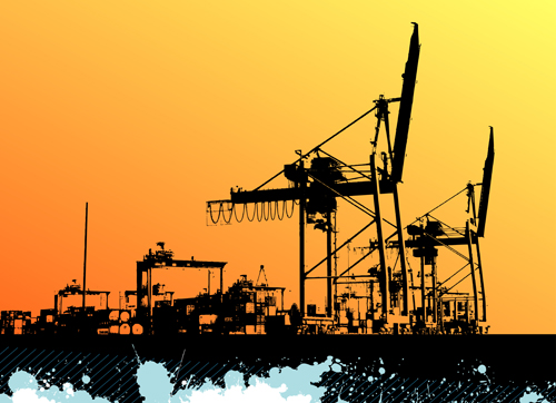 Set of Container shipping elements vector 04