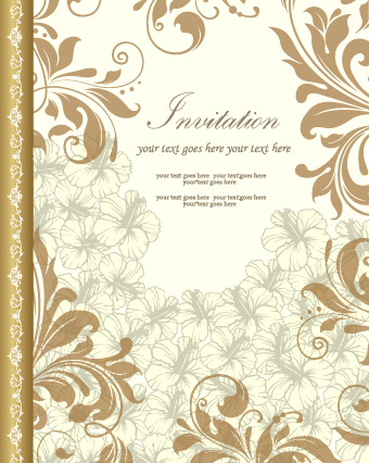 Retro style floral ornament invitation card vector 01