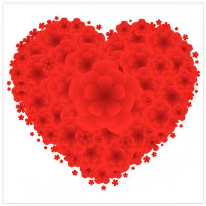 Red flowers heart graphics vectors material Red flowers heart graphics vectors material