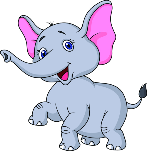 lovely cartoon elephant vector material 01