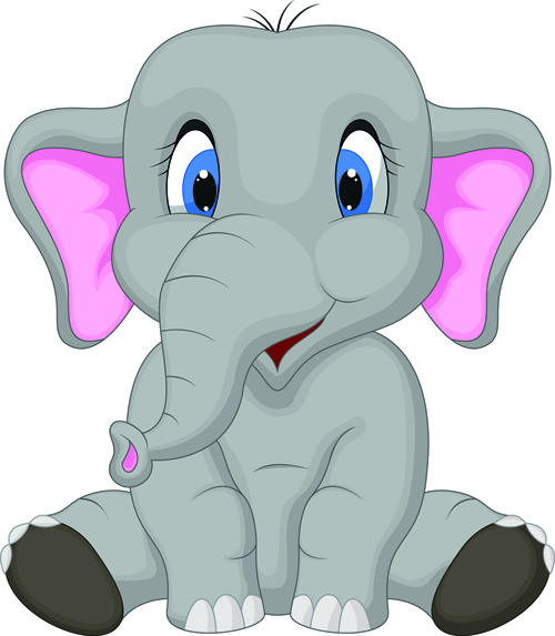lovely cartoon elephant vector material 03