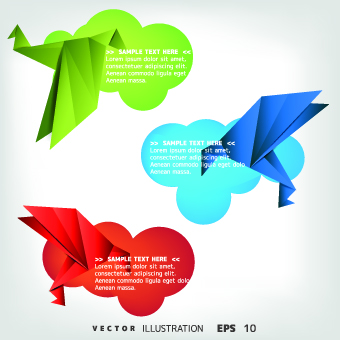Color origami birds background illustration 01