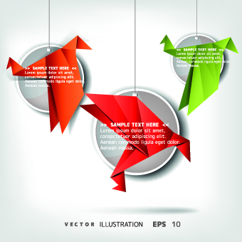 Color origami birds background illustration 03