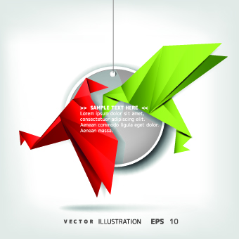 Color origami birds background illustration 05