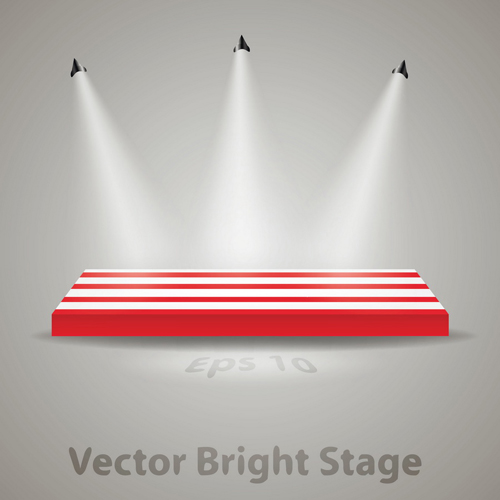 Stage with spotlight effect design vector material 01