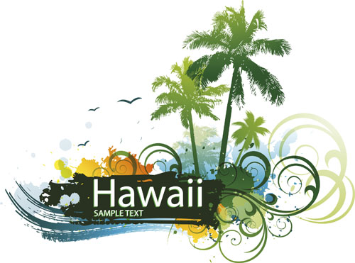 Tropical elements backgrounds vector 05