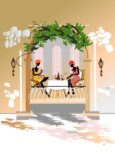 Set of street cafe vector 05