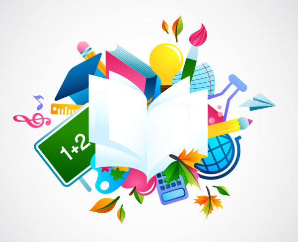 School design elements background vector 01