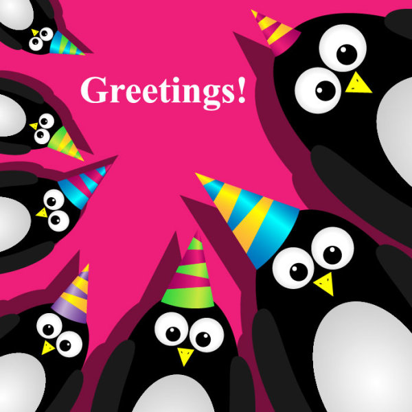 Funny cartoon Happy Birthday cards vector 02