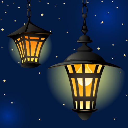 Cartoon Street lamp background vector set 05