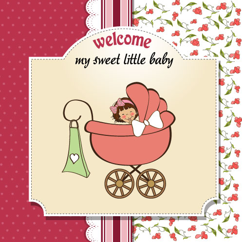 Cartoon baby card vector 02