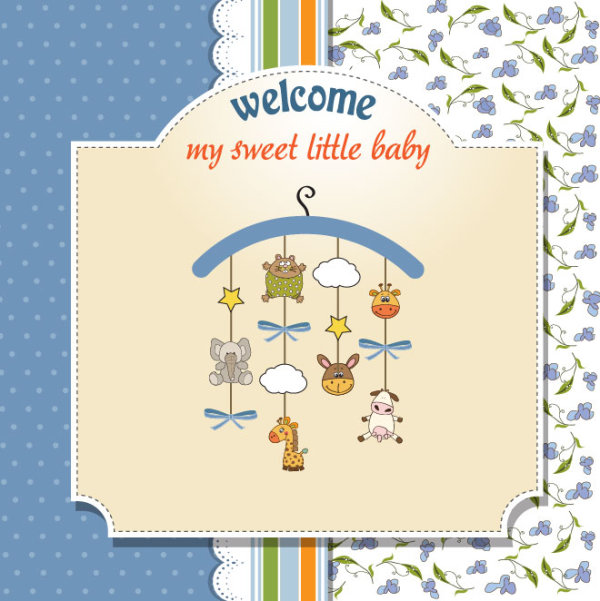 Cartoon baby card vector 04