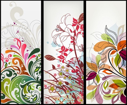 Vector Vertical Floral Banners 
