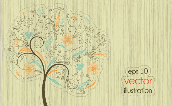 Funny Tree Illustration vector 01