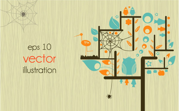 Funny Tree Illustration vector 02