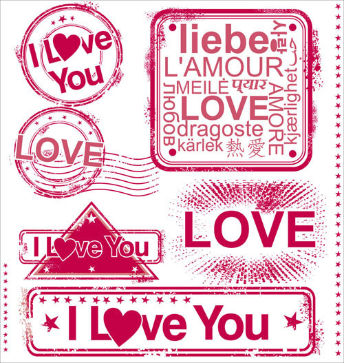 Set of love Seal label vector 01