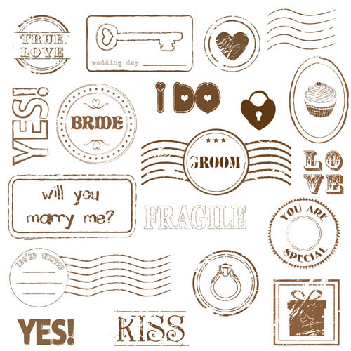Set of love Seal label vector 02