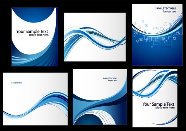 wavy lines templates science and technology lines dynamic cards blue background 