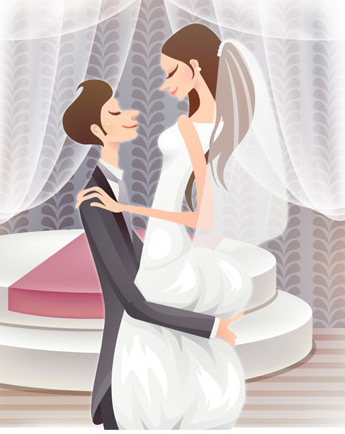 South Korean material Shirasa Fu sweet marriage vector men and women marriage life couples 