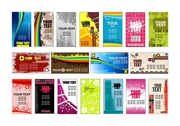 card background templates set vector graphics