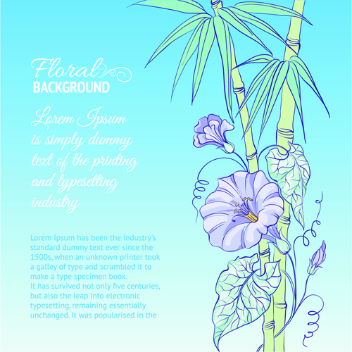 Bamboo with Flowers vector background 01