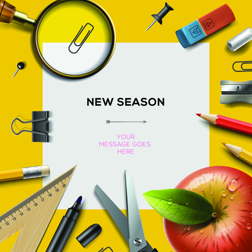 school supplies vector background 02 Blank paper and school supplies vector background 02